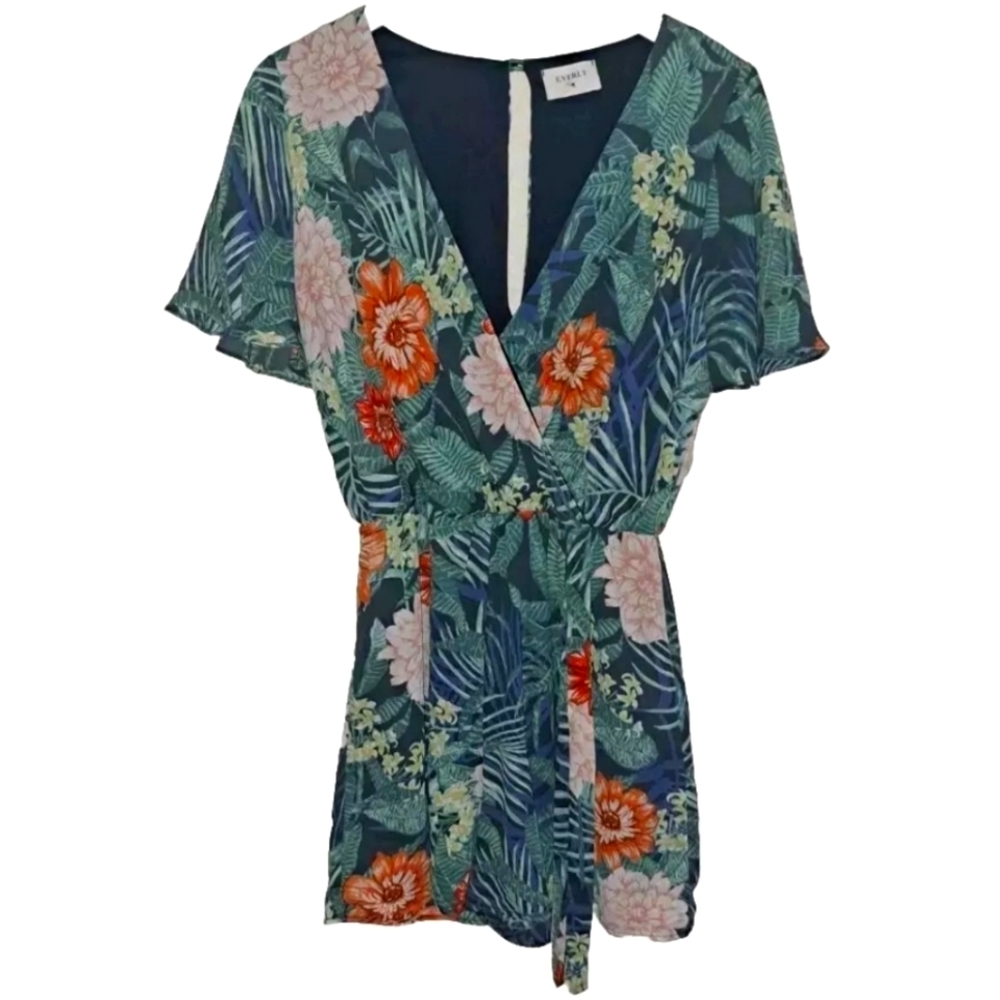 Everly Women's Large Tropical Summer Romper Playsuit Jumper With Lining B37#15